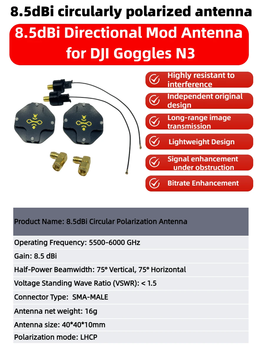 8.5dBi LHCP FPV Patch Antenna  - Drone Racing Goggles 리뷰 및 가격