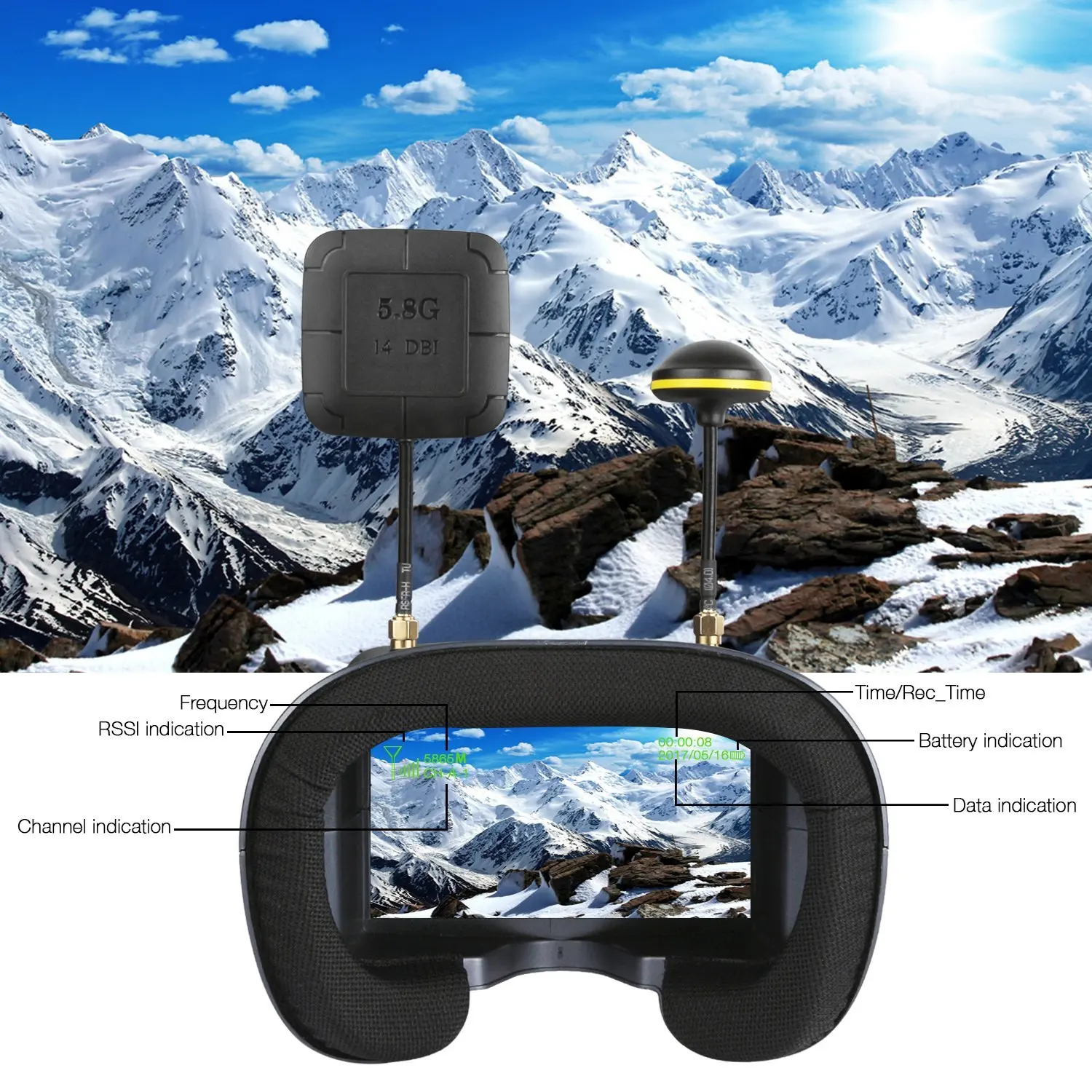 FPV Goggles 008D 5.8G 40CH 4.3 - Drone Racing Goggles 리뷰 및 가격